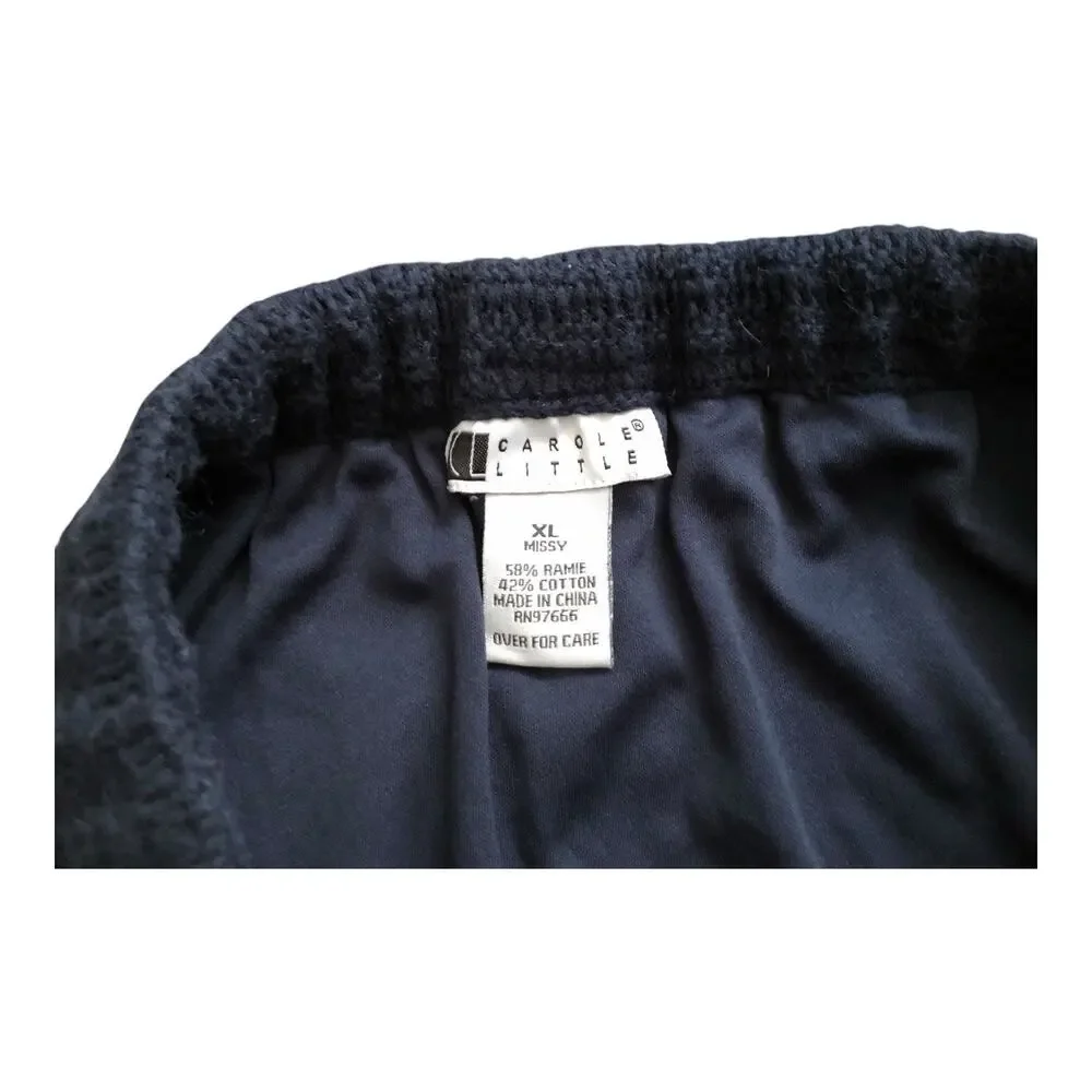 Carole Little Skirt Womens XL Navy Blue Crochet Lace Overlay Lined Boho A-Line
